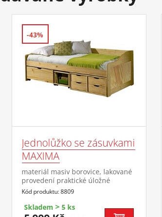 Jednolůžko se zásuvkami MAXIMA