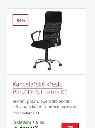 Kancelářské křeslo PREZIDENT černá K1