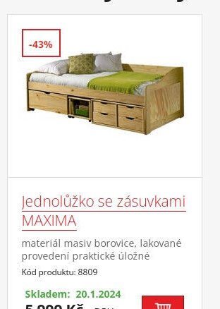 Jednolůžko se zásuvkami MAXIMA