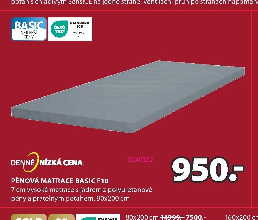 DREAMZONE PĚNOVÁ MATRACE BASIC F10