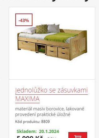 Jednolůžko se zásuvkami MAXIMA