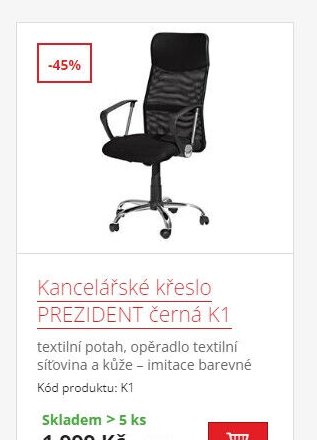 Kancelářské křeslo PREZIDENT černá K1