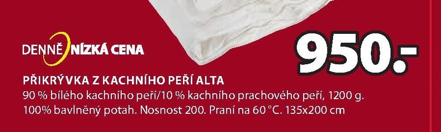 Alta přikrývka z kachního peří