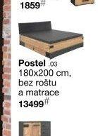 Postel .03 180x200 cm, bez roštu a matrace