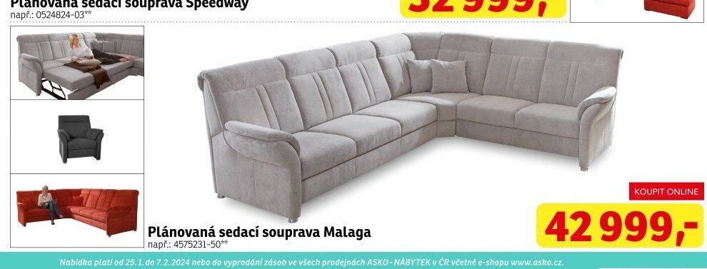 Plánovaná sedací souprava Malaga