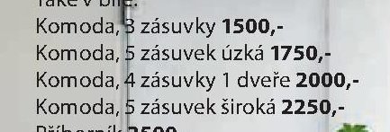 Komoda, 5 zásuvek široká