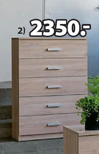 2) Komoda, 5 zásuvek, široká