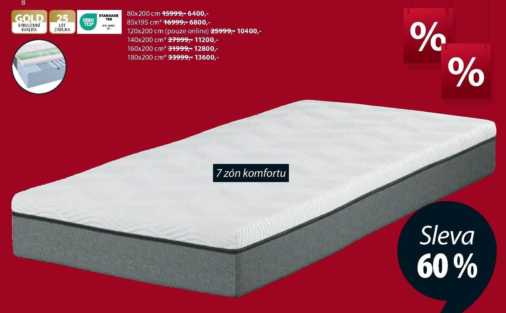 DREAMZONE PĚNOVÁ MATRACE GOLD F95