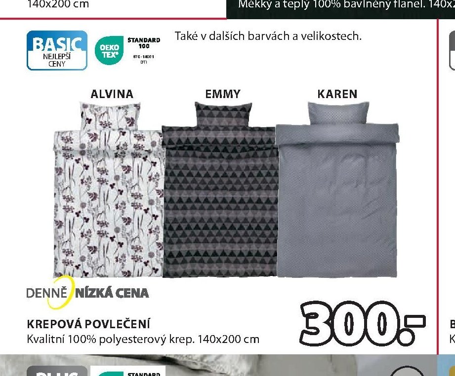Krepová povlečení ALVINA, EMMY, KAREN