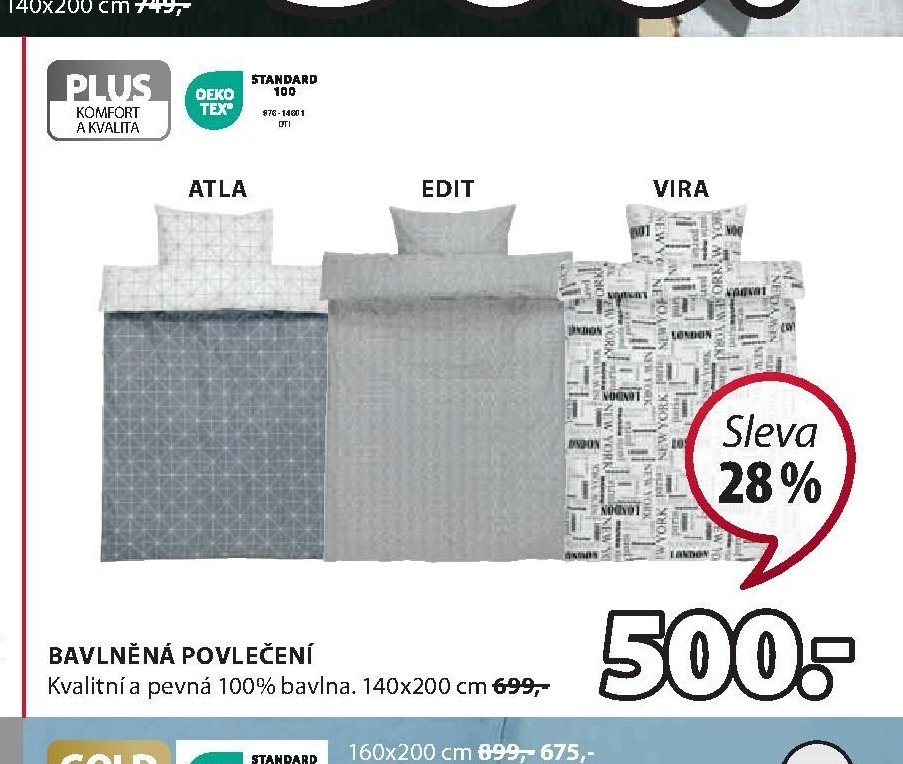 Bavlněná povlečení ATLA, EDIT, VIRA