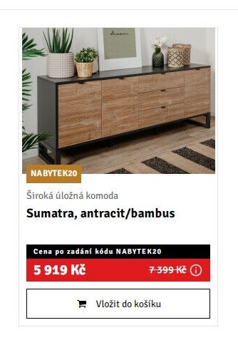 Široká úložná komoda Sumatra, antracit/bambus