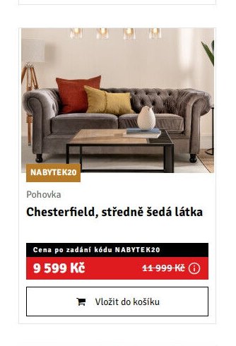 Pohovka Chesterfield, středně šedá látka