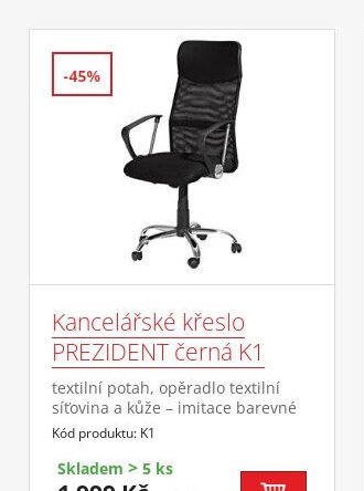Kancelářské křeslo PREZIDENT černá K1