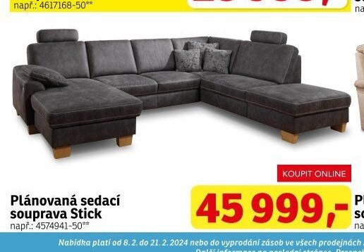 Plánovaná sedací souprava Stick