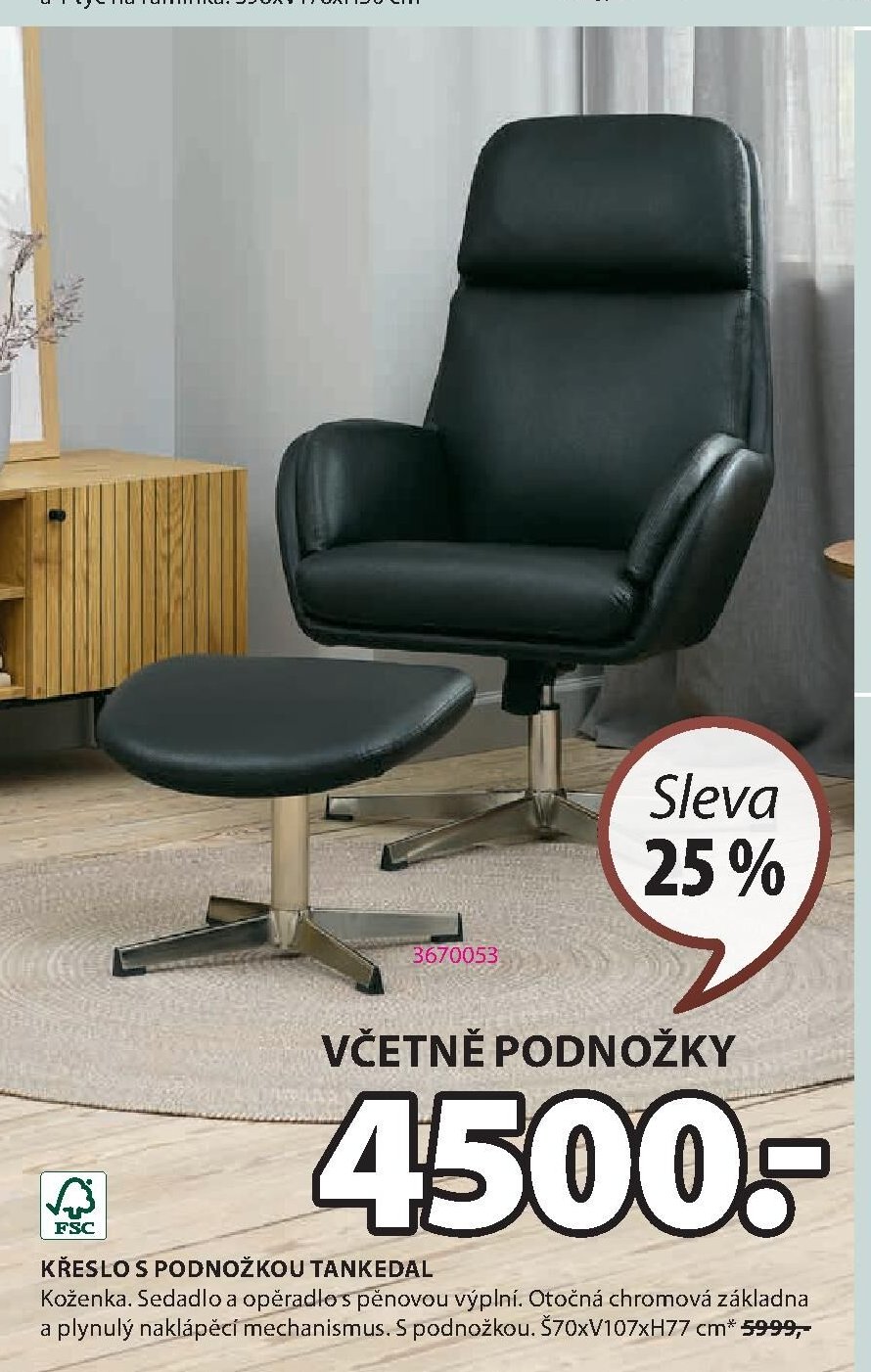 KŘESLO S PODNOŽKOU TANKEDAL