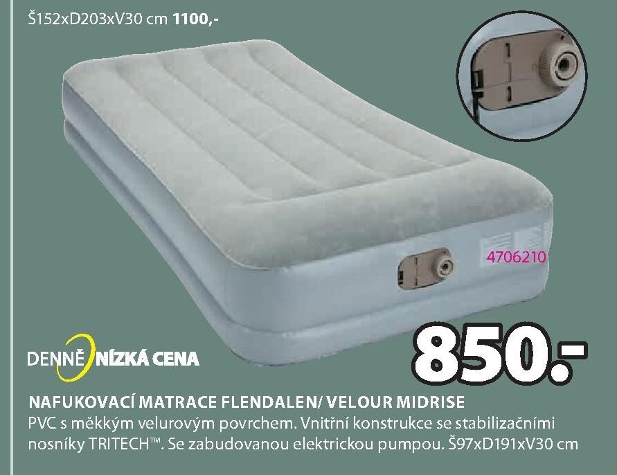 NAFUKOVACÍ MATRACE FLENDALEN/ VELOUR MIDRISE