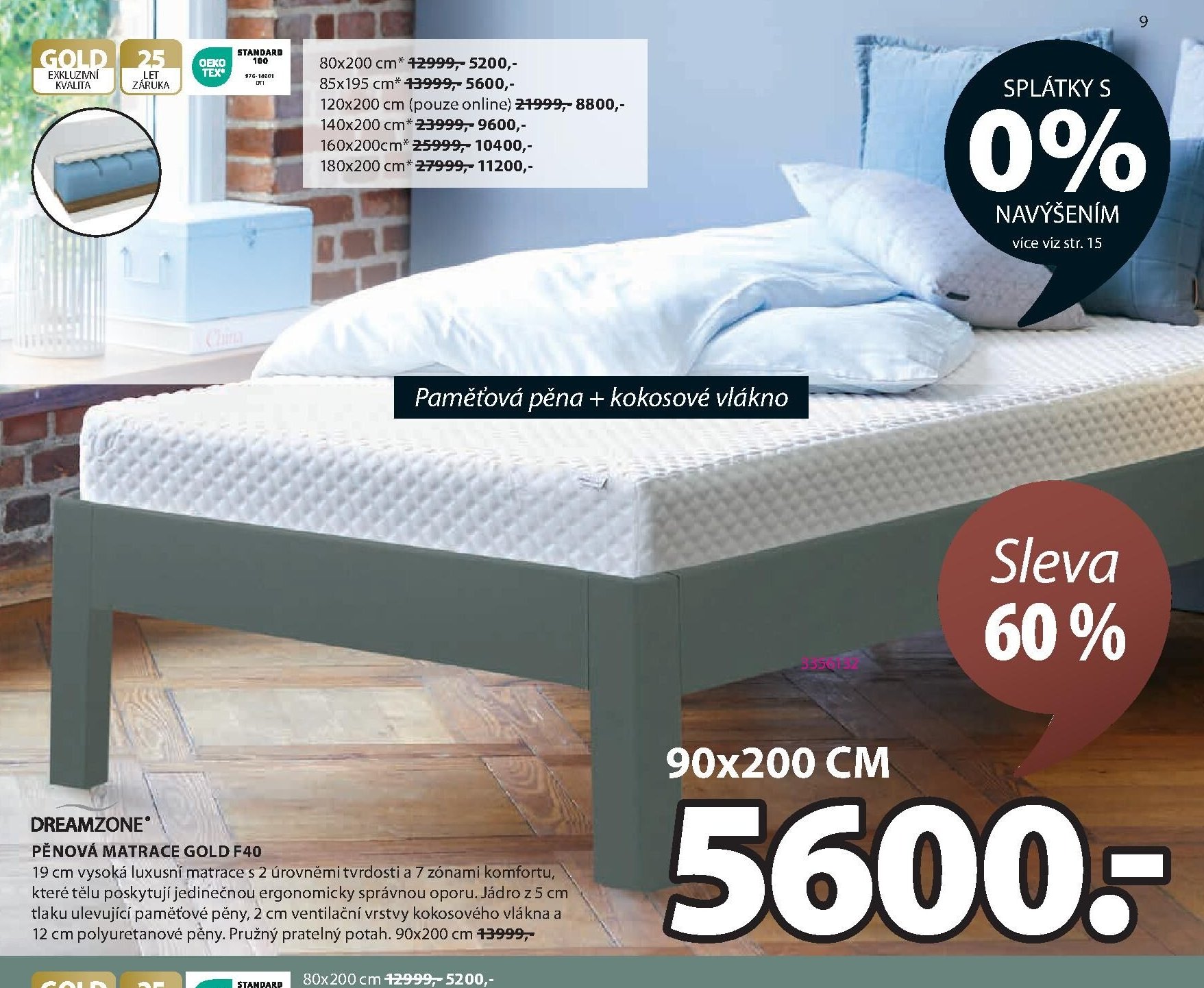 DREAMZONE PĚNOVÁ MATRACE GOLD F40