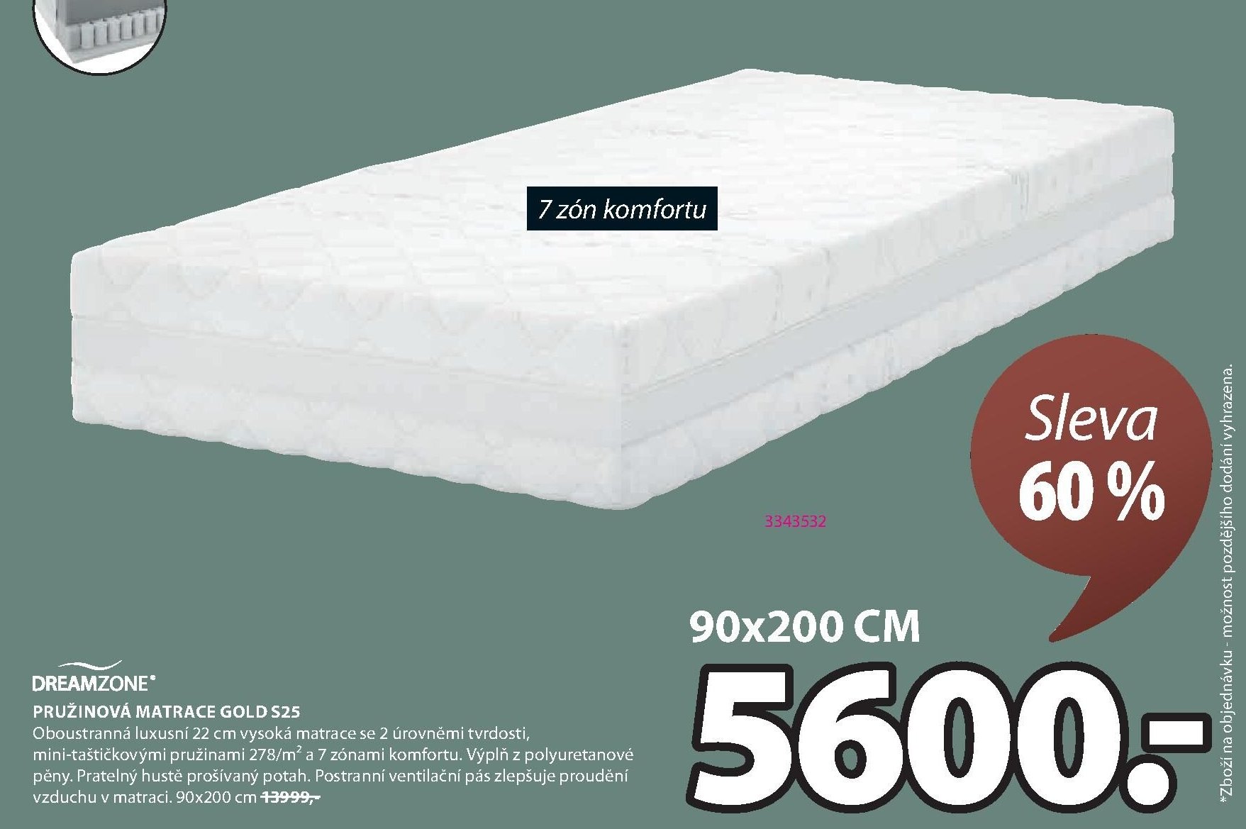 DREAMZONE PRUŽINOVÁ MATRACE GOLD S25