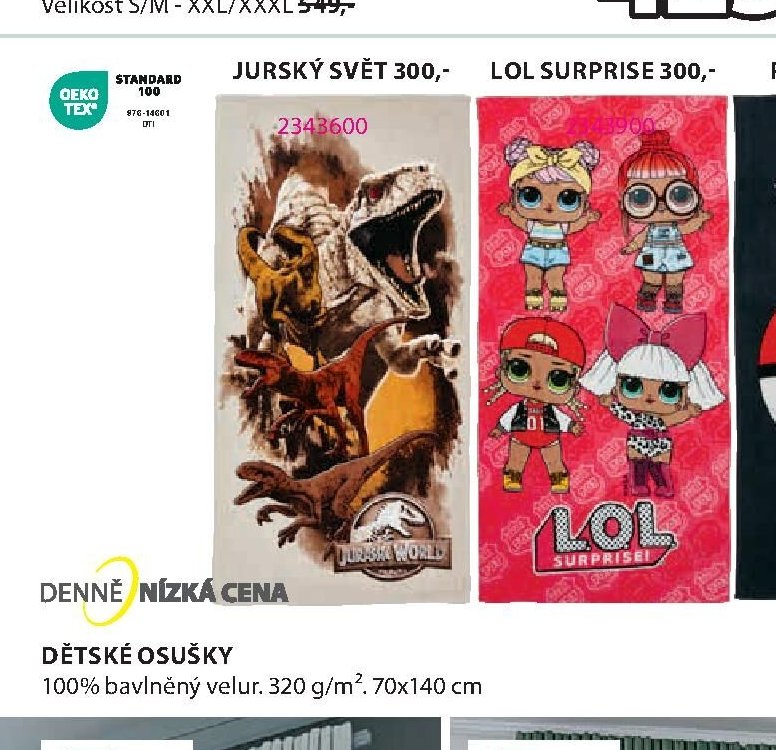 Dětské osušky Jurský svět