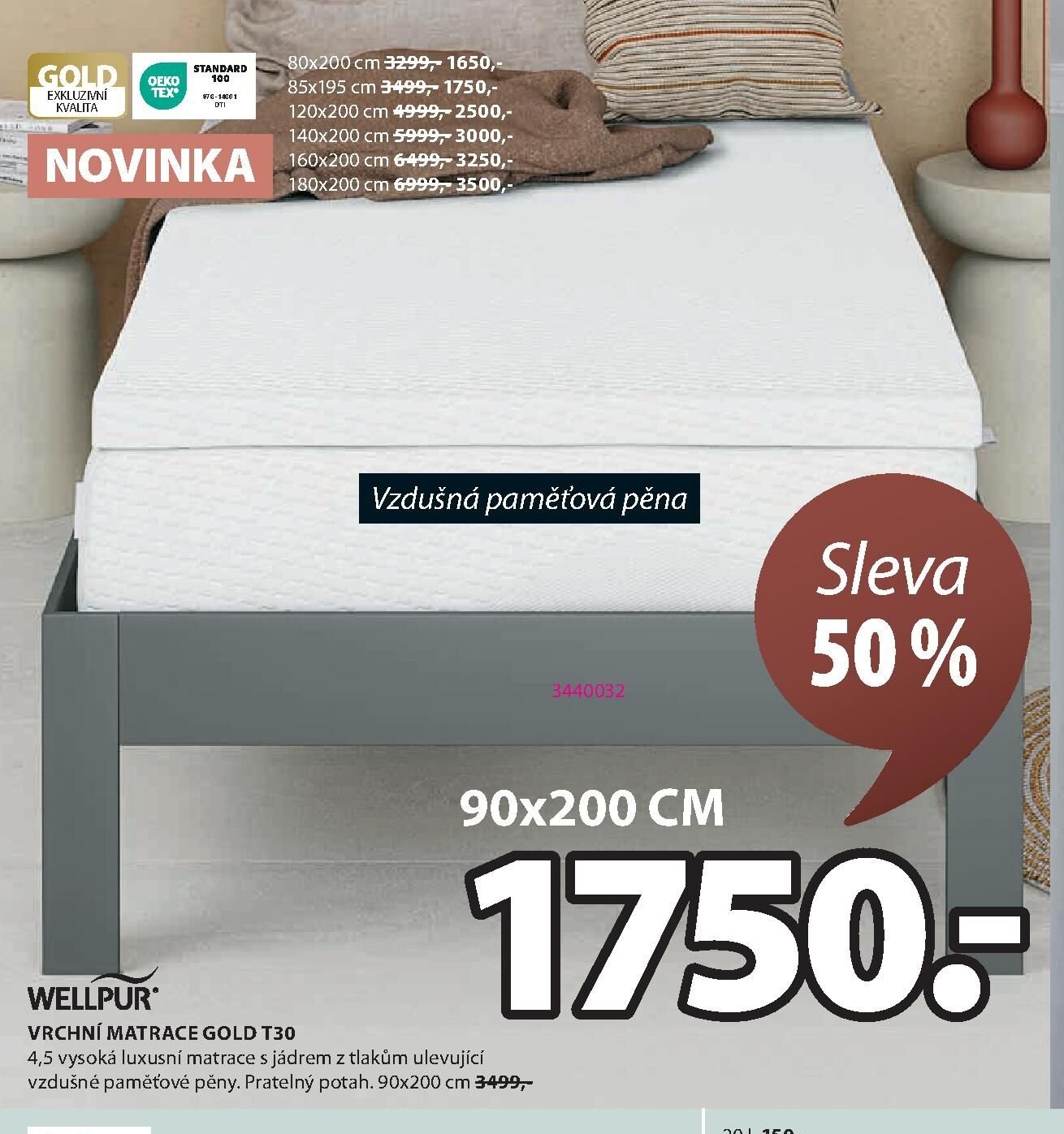 VRCHNÍ MATRACE GOLD T30