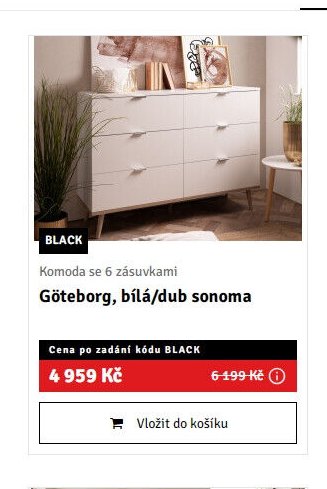 Komoda se 6 zásuvkami Göteborg, bílá/dub sonoma
