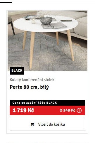 Kulatý konferenční stolek Porto 80 cm, bílý