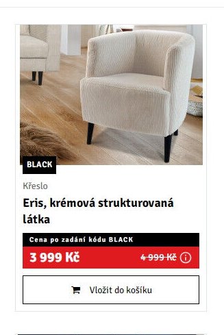 Křeslo Eris, krémová strukturovaná látka