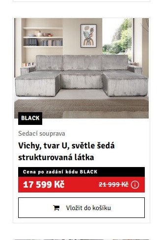 Sedací souprava Vichy, tvar U, světle šedá strukturovaná látka