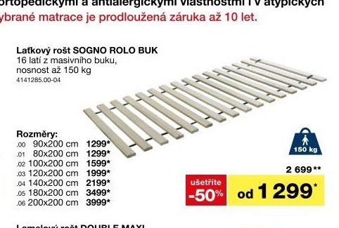 Laťkový rošt SOGNO ROLO BUK