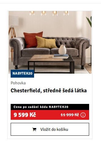 Pohovka Chesterfield, středně šedá látka