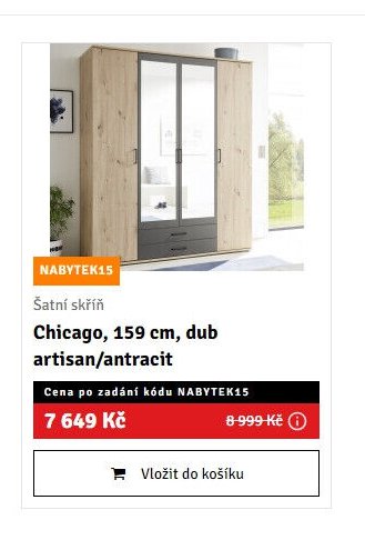 Šatní skříň Chicago, 159 cm, dub artisan/antracit