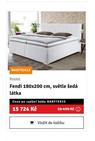Postel Fendi 180x200 cm, světle šedá látka