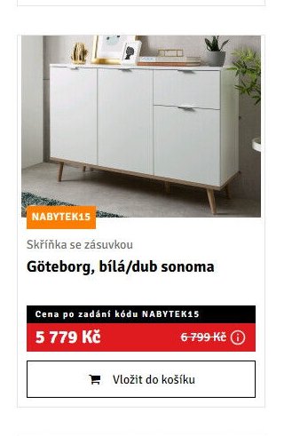 Skříňka se zásuvkou Göteborg, bílá/dub sonoma