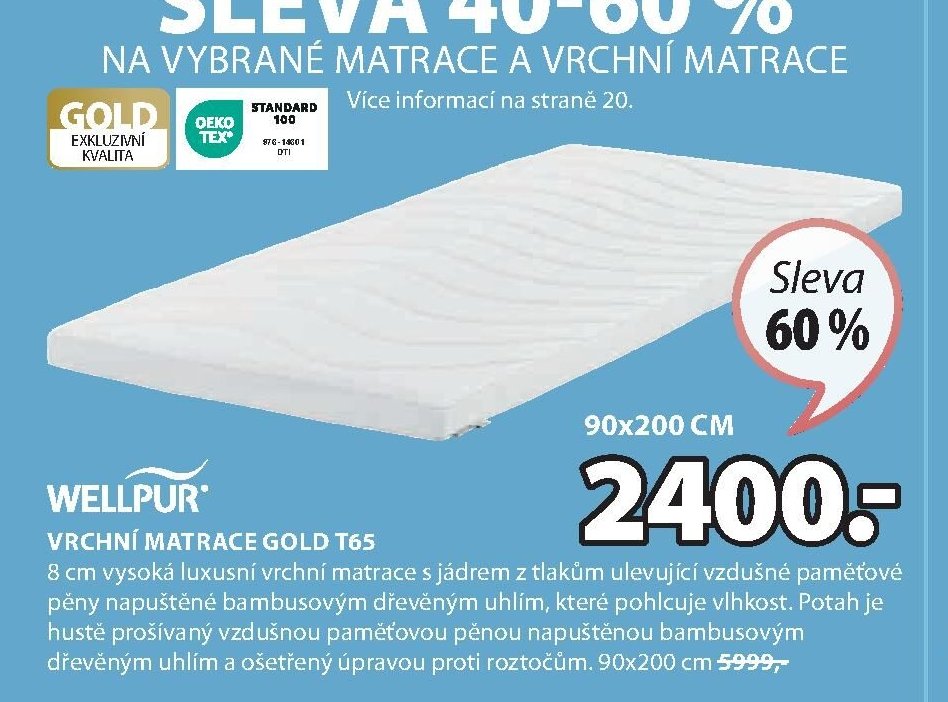 VRCHNÍ MATRACE GOLD T65