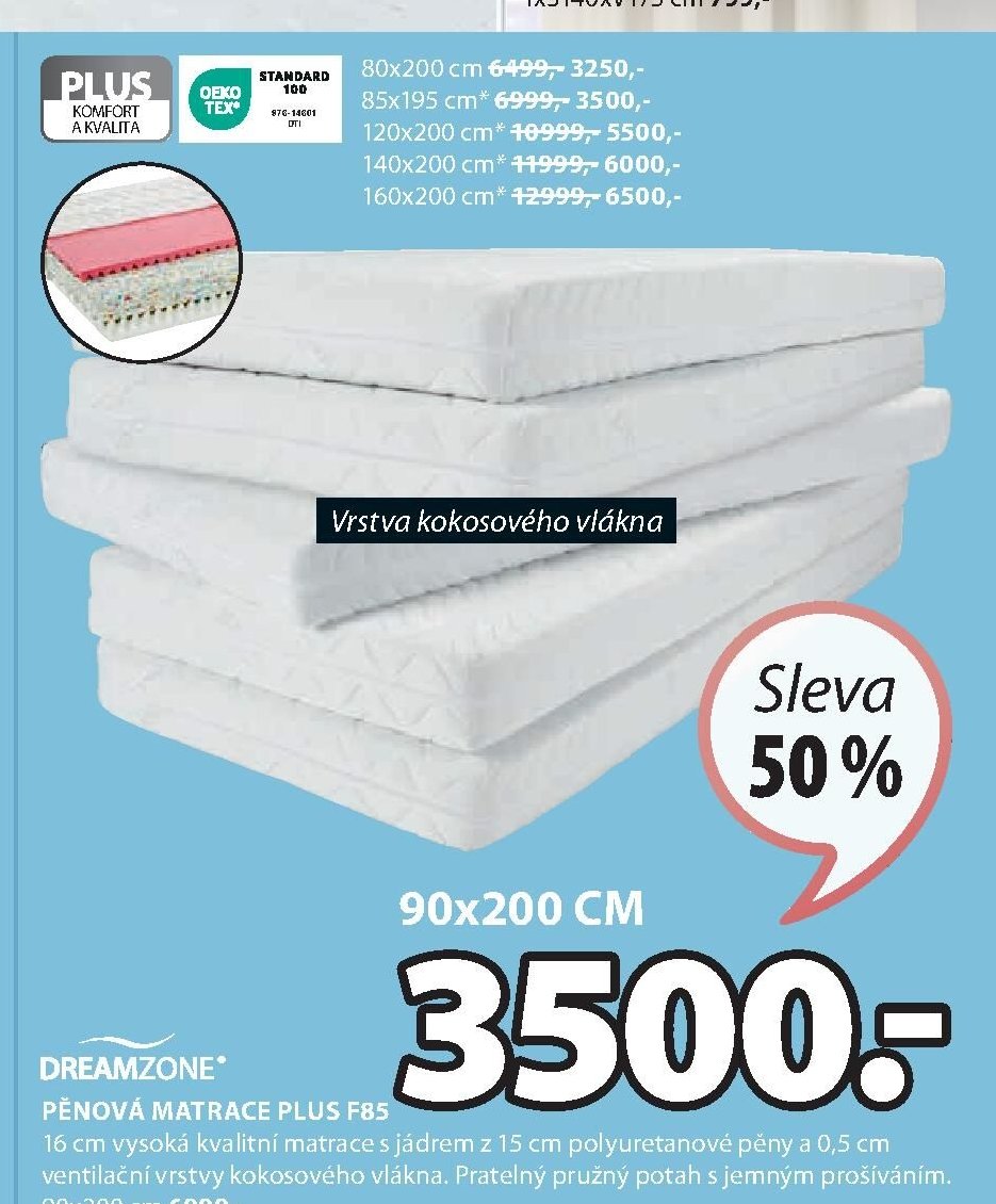 DREAMZONE PĚNOVÁ MATRACE PLUS F85