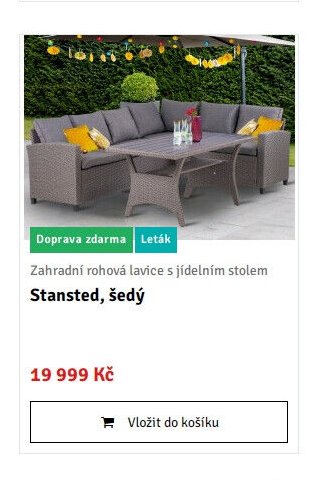 Zahradní rohová lavice s jídelním stolem Stansted, šedý