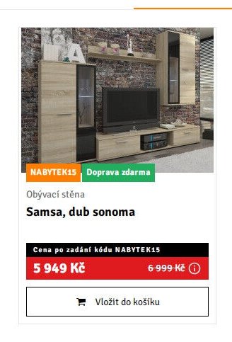 Obývací stěna Samsa, dub sonoma