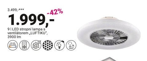 LED stropní lampa s ventilátorem „LUFTIKU“