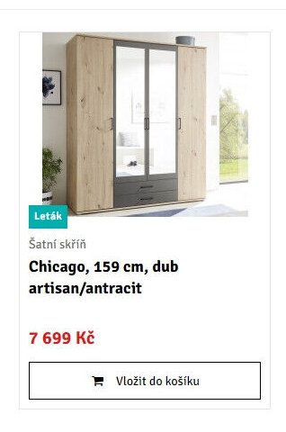 Šatní skříň Chicago, 159 cm, dub artisan/antracit