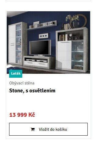 Obývací stěna Stone, s osvětlením