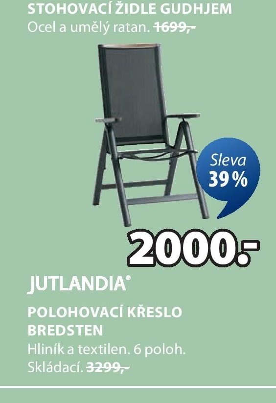 JUTLANDIA® POLOHOVACÍ KŘESLO BREDSTEN
