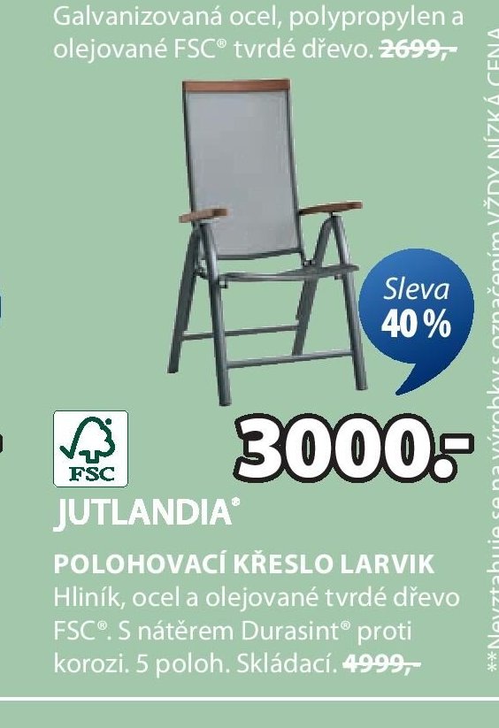 JUTLANDIA® POLOHOVACÍ KŘESLO LARVIK
