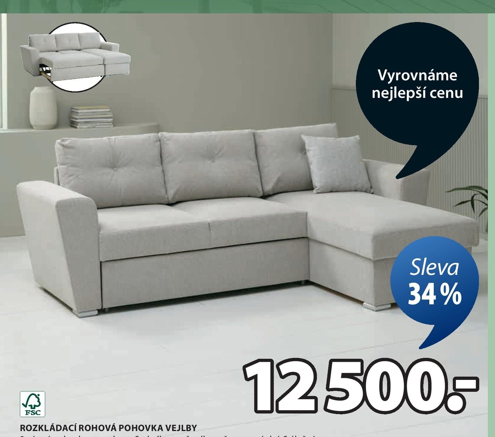 ROZKLÁDACÍ ROHOVÁ POHOVKA VEJLBY