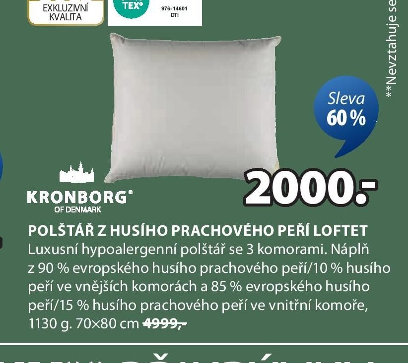 POLŠTÁŘ Z HUSÍHO PRACHOVÉHO PEŘÍ LOFTET