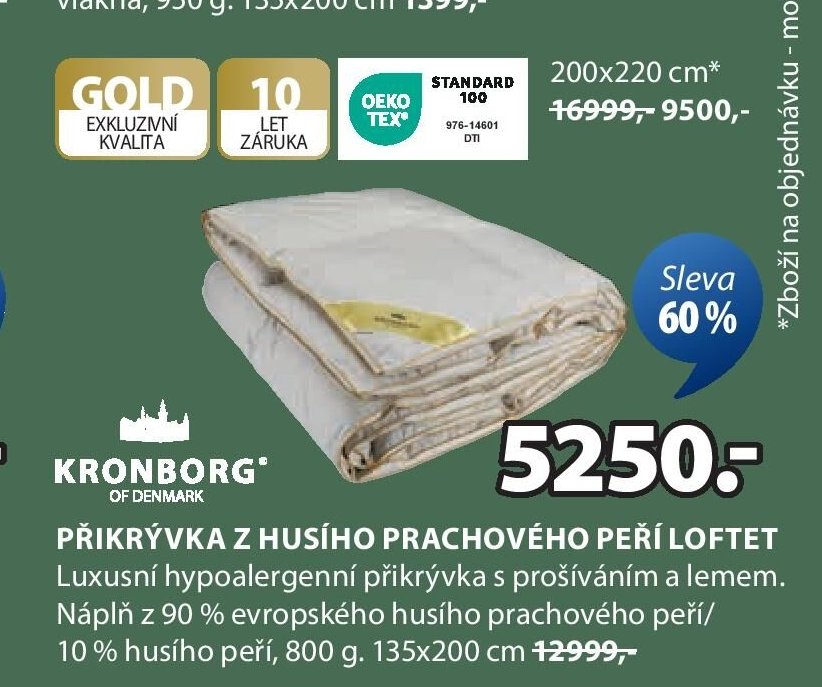 PŘIKRÝVKA Z HUSÍHO PRACHOVÉHO PEŘÍ LOFTET