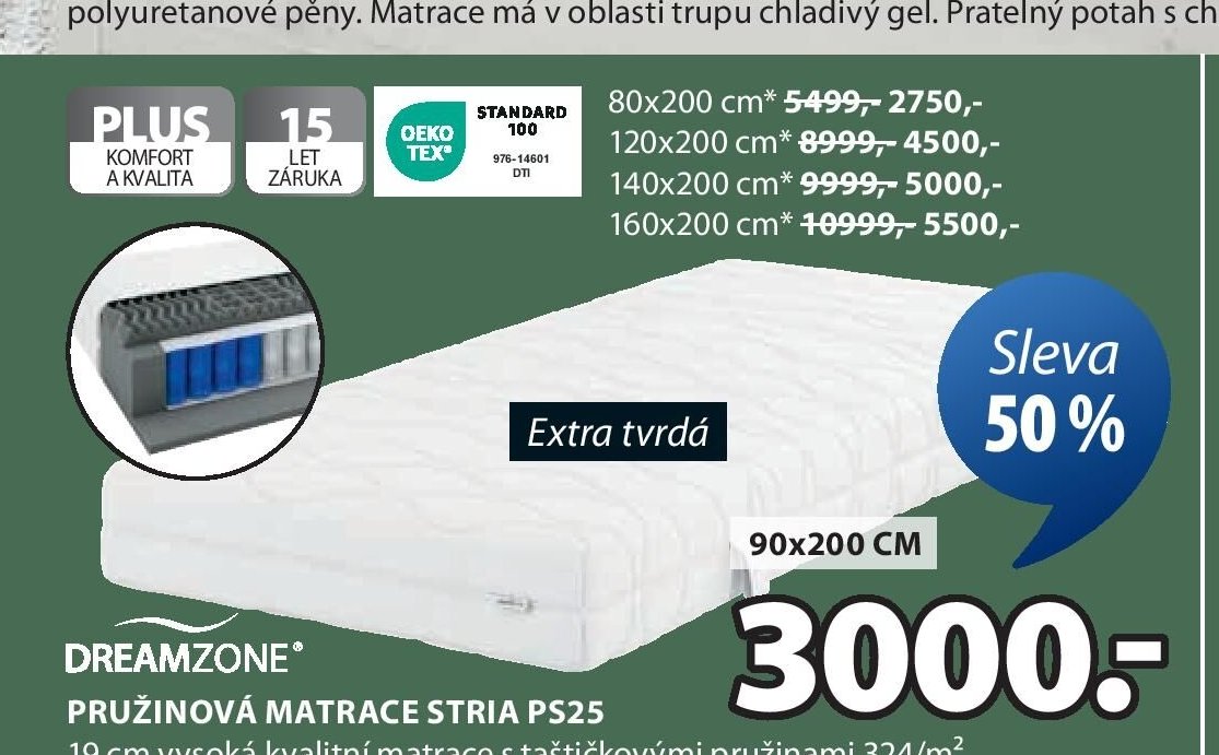 Pružinová matrace DREAMZONE STRIA PS25