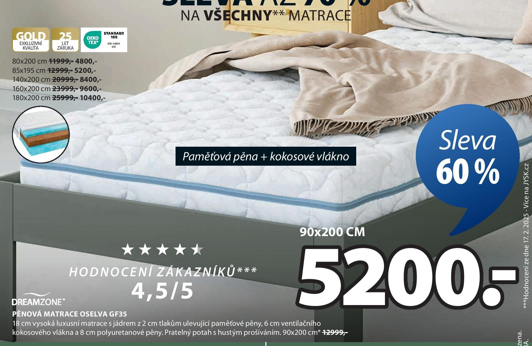 Pěnová matrace OSELVA GF35