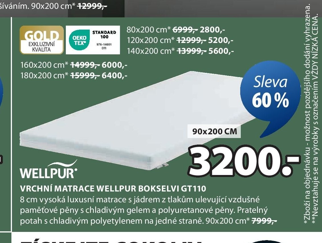Vrchní matrace WELLPUR BOKSELVI GT110