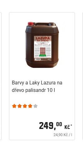 Barvy a Laky Lazura na dřevo palisandr 10 l