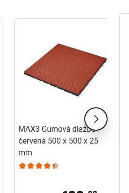 MAX3 Gumová dlažba červená 500 x 500 x 25 mm